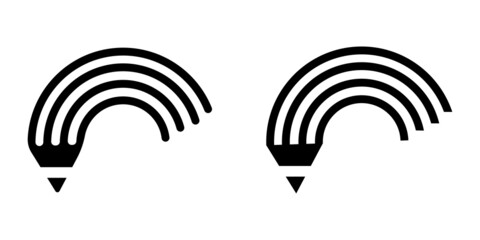 Set of semicircles from pencil. Hand draw. Geometric icon. Creative logo. Art design. Vector illustration. Stock image. 