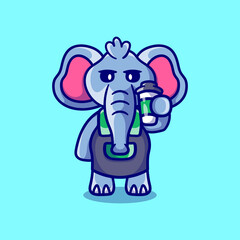 cute barista elephant holding coffee