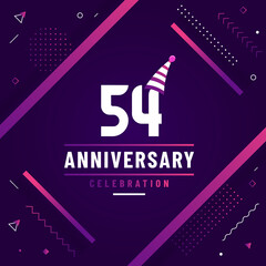54 years anniversary greetings card, 54 anniversary celebration background free colorful vector.