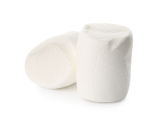 Tasty marshmallows on white background