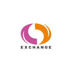 circle exchange arrows motion design simple geometric logo vector