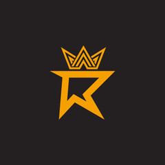 letter r triangle stripes crown geometric design logo vector