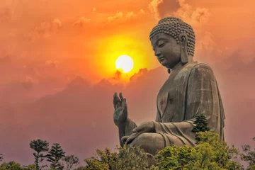 Fotobehang Tian Tan Buddha at Po Lin Monastery Ngong Ping in Hong Kong China © Mongkolchon