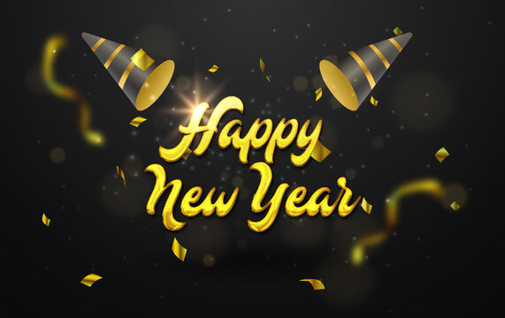 New year celebration golden black background