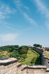 Fototapeta na wymiar Hwaseong Fortress Korean traditional architecture in Suwon, korea