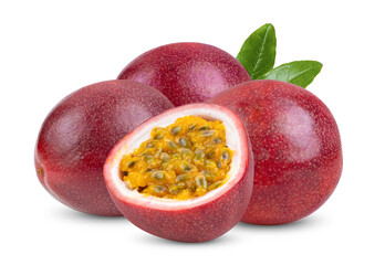 Purple passion fruit isolated on white
