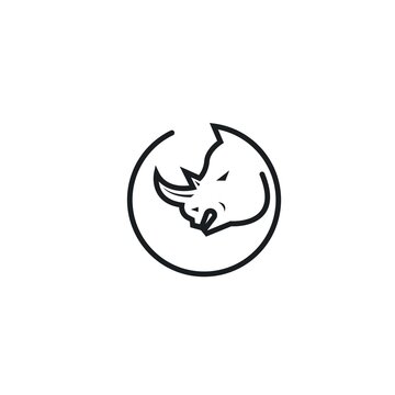 rhino line icon vector illustration design template