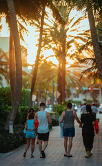 people on the beach friends family woman men autumn sunset palms tropical Miami Beach Florida lifestyle girls 