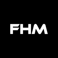 FHM letter logo design with black background in illustrator, vector logo modern alphabet font overlap style. calligraphy designs for logo, Poster, Invitation, etc.