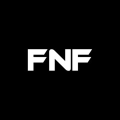 FNF letter logo design with black background in illustrator, vector logo modern alphabet font overlap style. calligraphy designs for logo, Poster, Invitation, etc.