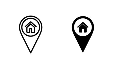 address icons set. home location sign and symbol. pinpoint