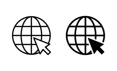 Web icons set. go to web sign and symbol. web click icon. Global search icon