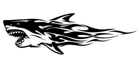 Shark, Abstract Flame Furious Marine Predator