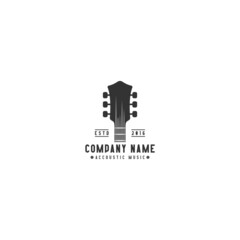 Obraz premium simple acoustic guitar logo vector design illustration