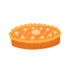Pumpkin pie with wripped cream. Thanksgiving day traditional pastry. Vector flat illustration.