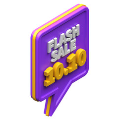 3d render flash sale 10.10 discount isolated. useful for e-commerce and online shopping illustration