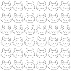 easy cat face drawing seamless pattern on white backgrounds for wallpaper print, backdrop for textile and fabric