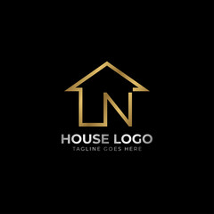 minimalist letter N luxurious house logo vector design for real estate, home rent, property agent
