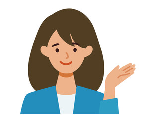 BusinessWoman cartoon character. People face profiles avatars and icons. Close up image of pointing Woman.