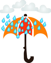 umbrella and rain drops, Umbrella vector flat icons isolated on white background, Rain, weather, meteorology sign.