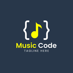 Music Code software company logo template design. Vector illustration.