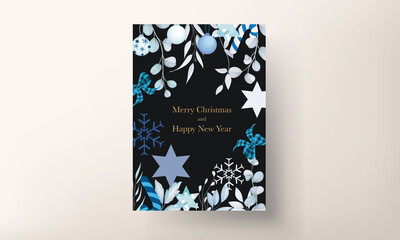 elegant merry christmas card with white christmas ornament