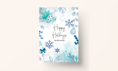 elegant merry christmas card with white christmas ornament