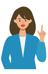 BusinessWoman cartoon character. People face profiles avatars and icons. Close up image of pointing Woman.