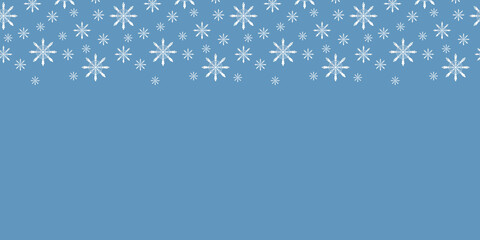Winter abstract background in blue colors. 
Horizontal banner.