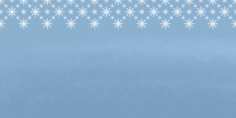 Winter abstract background in blue colors. 
Horizontal banner.