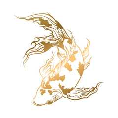 golden koi vector on white background