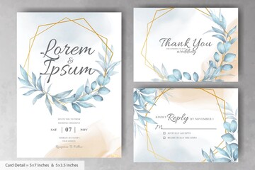 Obraz na płótnie Canvas Watercolor Floral Geometric Frame Wedding Invitation Cards Template