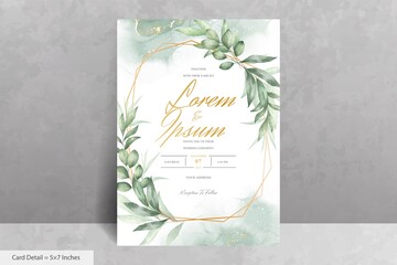 Watercolor Floral Geometric Frame Wedding Invitation Cards Template