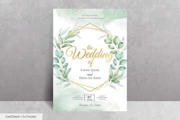 Watercolor Floral Geometric Frame Wedding Invitation Cards Template