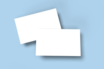 Business card mockup blue backgroup. Mock-up design for presentation branding, corporate identity, advertising, personal, stationery, graphic designers presentations. 3d Rendering