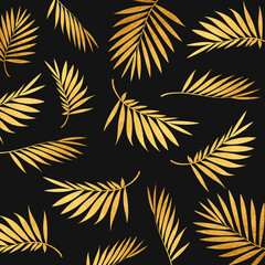 Picture of golden leaves arranged alternately on a black background.