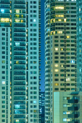 Fototapeta na wymiar Manila, Philippines - Jan 31, 2020. View of the night city of Makati. Skyscrapers with lights.
