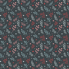 Christmas background with festive branches. Xmas seamless wallpaper. Vector