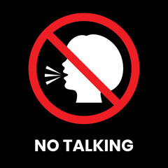 No Talking Sign Sticker woman clip art with text inscription on isolated background