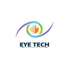 Eye tech logo premium vector illustration design template. Creative design colorful