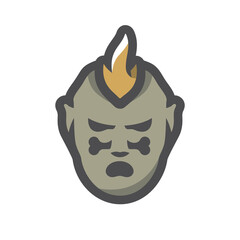 Tribal Warrior Cannibal Vector icon Cartoon illustration.