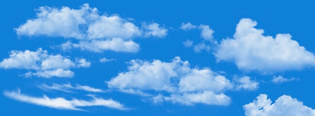 Naklejka na ściany i meble Blue sky with clouds background. Wallpaper in blue. 