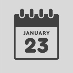 Icon day date 23 January, template calendar page