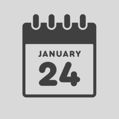 Icon day date 24 January, template calendar page