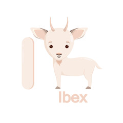 Obraz na płótnie Canvas Cute ibex in cartoon style. Alphabet for children.