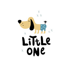 vector illustration of cute dog and lettering text