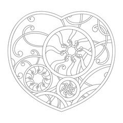 Coloring book for adult. Love heart