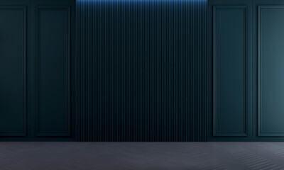 Living decor ideas and interior design and blue empty wall texture background. 3D rendering