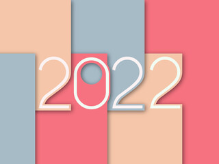 2022 paper cut style with minimalis color background