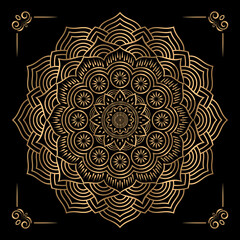 Luxury ornamental mandala design background in gold color Premium Vector pattern